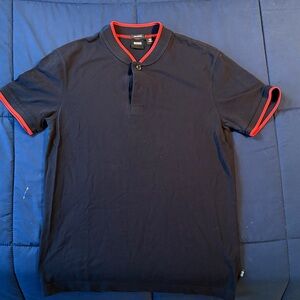 Boss Men's Polo Shirt in Black with Red Trim
